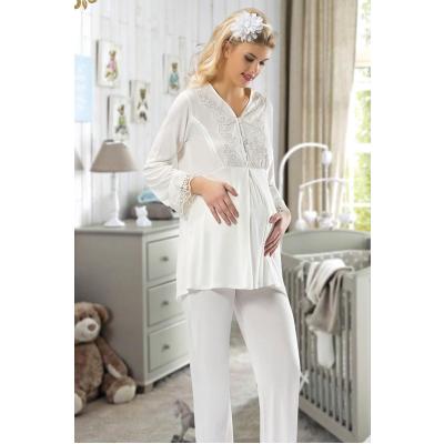 Ekru Hamile ( Lohusa ) Pijama Takımı - 1604