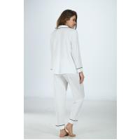 Ekru Penye Önden Düğmeli Pijama Takım - 1644