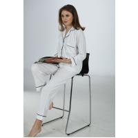 Ekru Penye Önden Düğmeli Pijama Takım - 1644