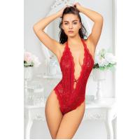 Kırmızı Çift Çapraz İpli Bodysuit - 891