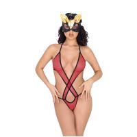 Kırmızı Lcralı Tül Bodysuit - 935