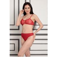 Kırmızı Tül Sütyen Takım - 879