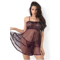 Mor Şifon Pileli Gecelik-835