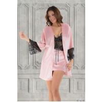 Pudra Kadife Sabahlık & Gecelik Takım 2' Li - 1446