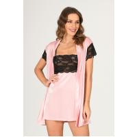 Pudra Kadife Sabahlık & Gecelik Takım 2' Li - 1430