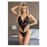 Siyah Dantelli Bodysuit - 975