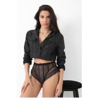 Siyah Kadın Çizgili Külot Veronica-K1008