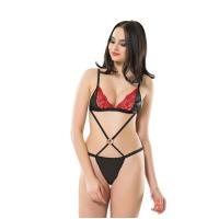 Siyah Kırmızı Sütyen Takım - 6585