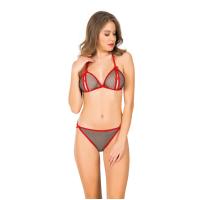 Siyah Kırmızı Tül Sütyen Takım 2' Li - 6521