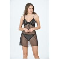 Siyah Tül Gecelik - 645