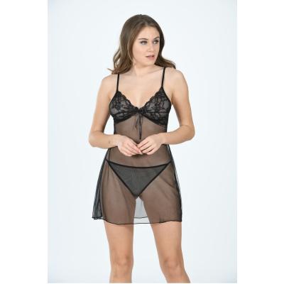 Siyah Tül Gecelik - 645