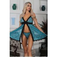 Turkuaz Dantel Gecelik - 664