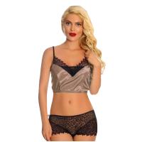 Vizon Saten Dantelli Babydoll Şortlu Takım - 289